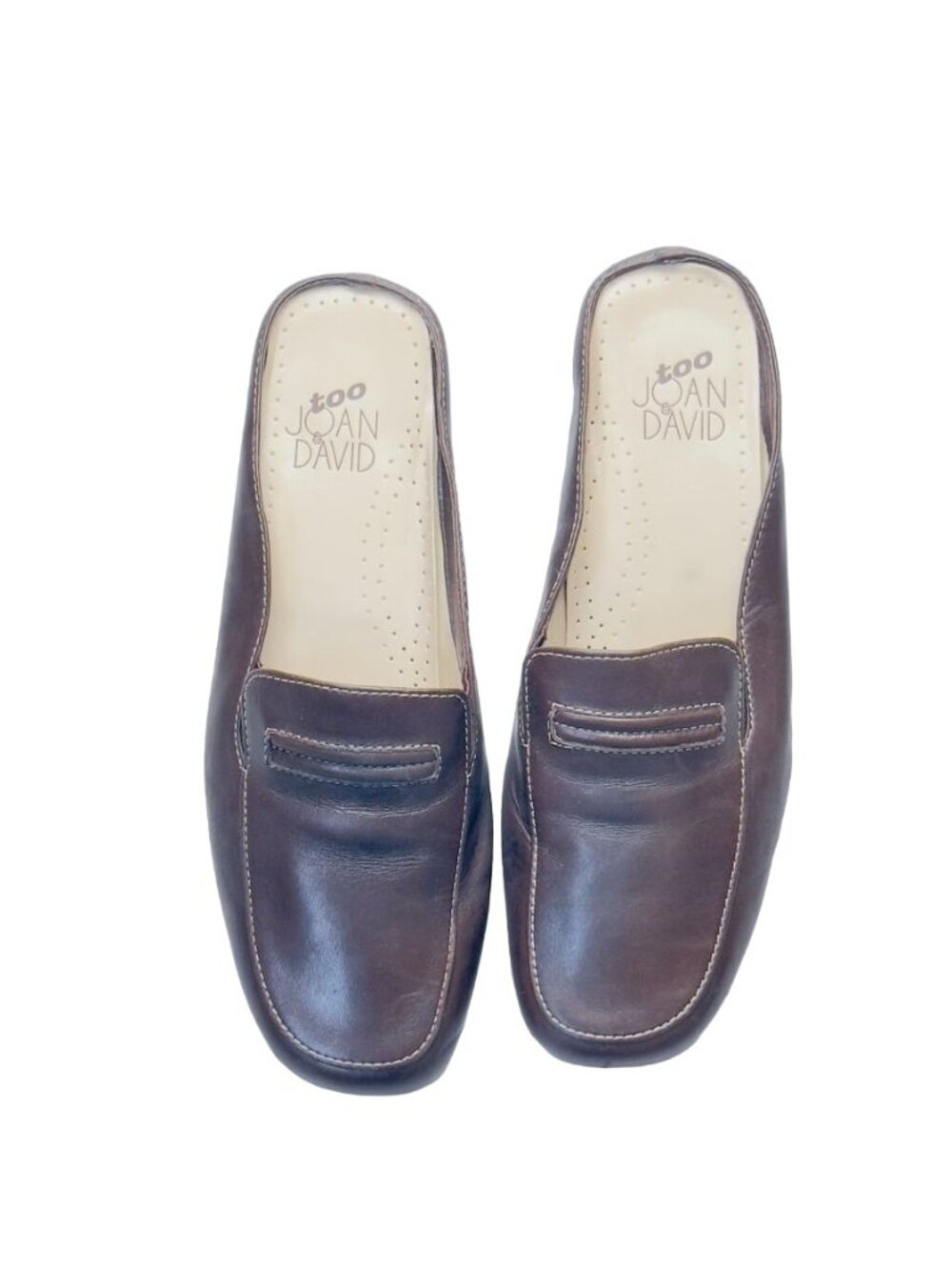 JOAN & DAVID Women"s Shoes Brown Leather Mules Flats Size 8.5M - Picture 3 of 11